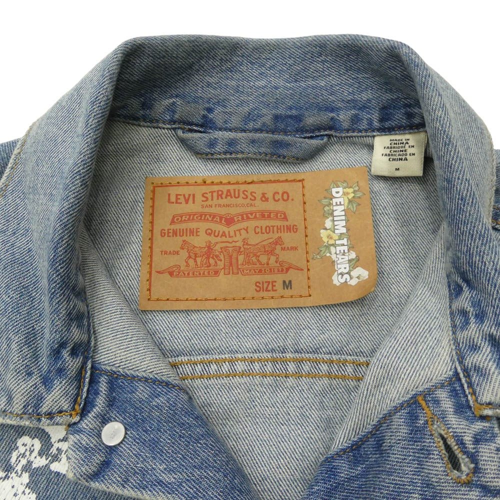 デニムティアーズ PC9-A2318-0003 × LEVIS リーバイス TYPE-2 ALL OVER WREATH LIGHT WASH フラワー プリント セカンド デニムジャケット ライトブルー系 ホワイト系 M【中古】