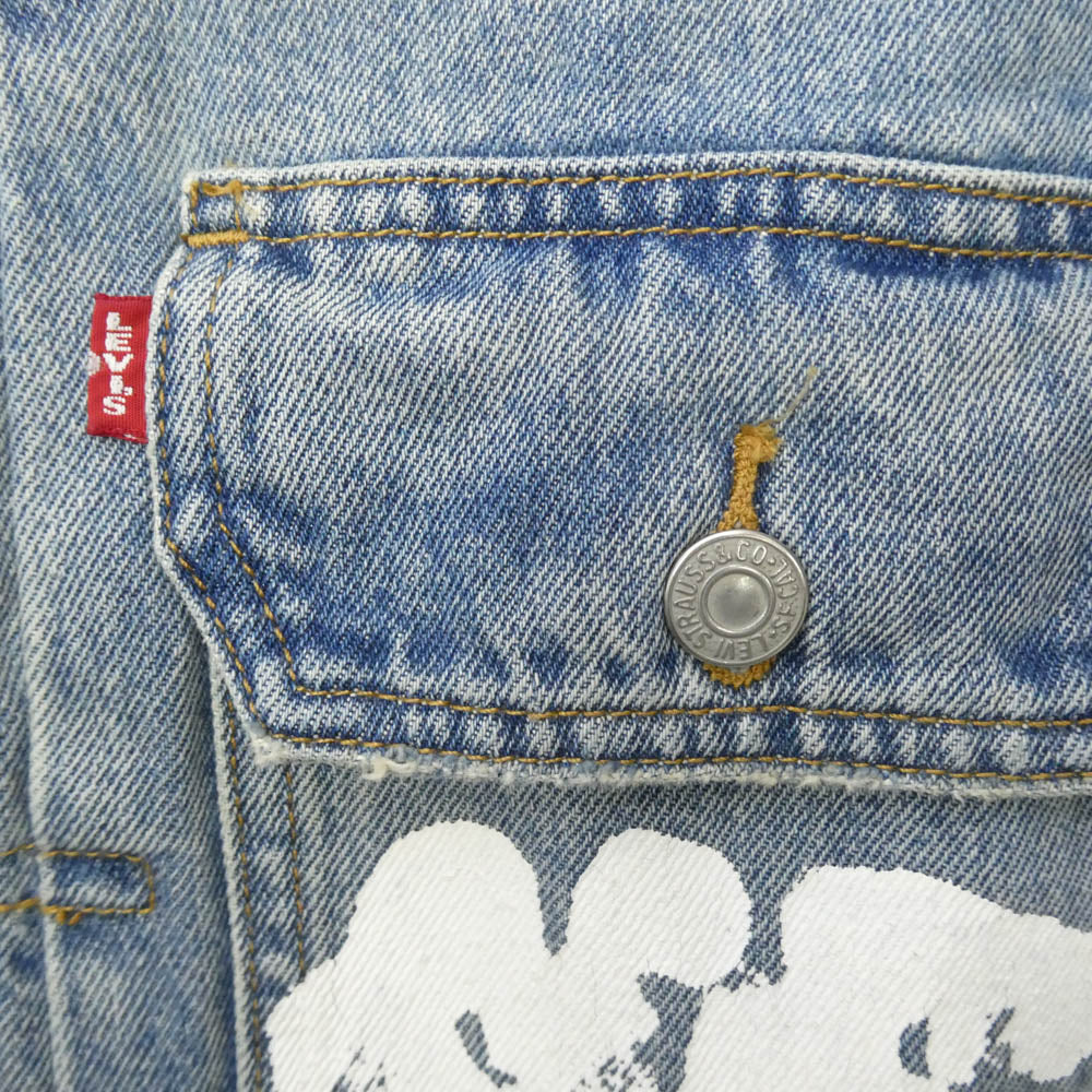 デニムティアーズ PC9-A2318-0003 × LEVIS リーバイス TYPE-2 ALL OVER WREATH LIGHT WASH フラワー プリント セカンド デニムジャケット ライトブルー系 ホワイト系 M【中古】