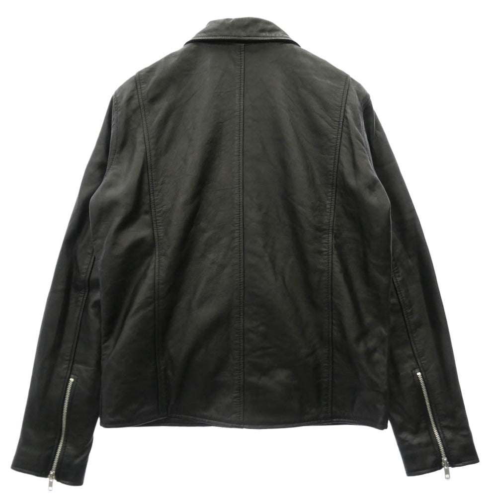 レニウム ラムスキン ジップアップ レザー ブルゾン ジャケット ブラック系 40【中古】