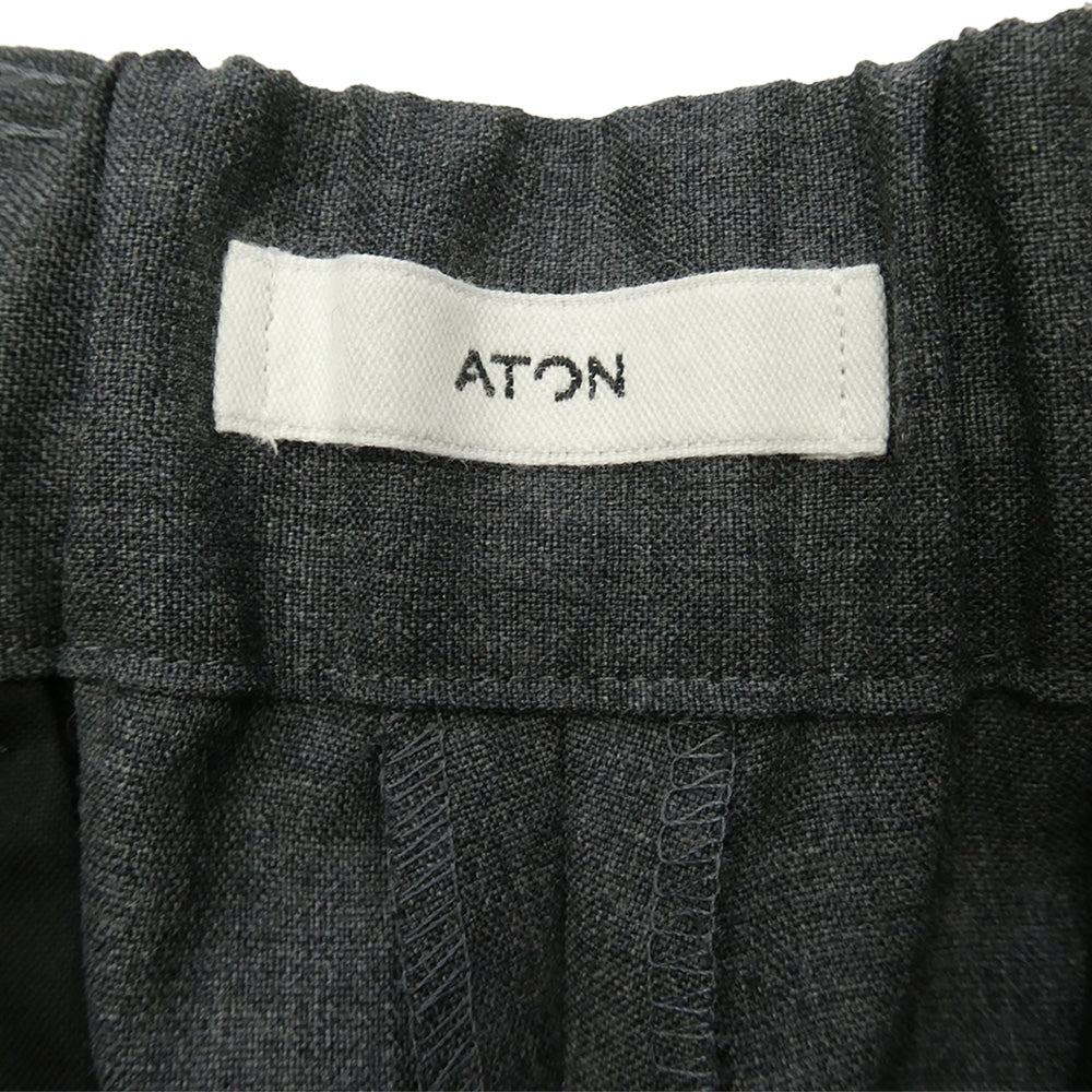 ATON エイトン PRAGGW0700 WOOL TORPICAL LOOSE FIT PANTS ウール トロピカル ルーズフィット スラックス パンツ グレー系 44【新古品】【未使用】【中古】