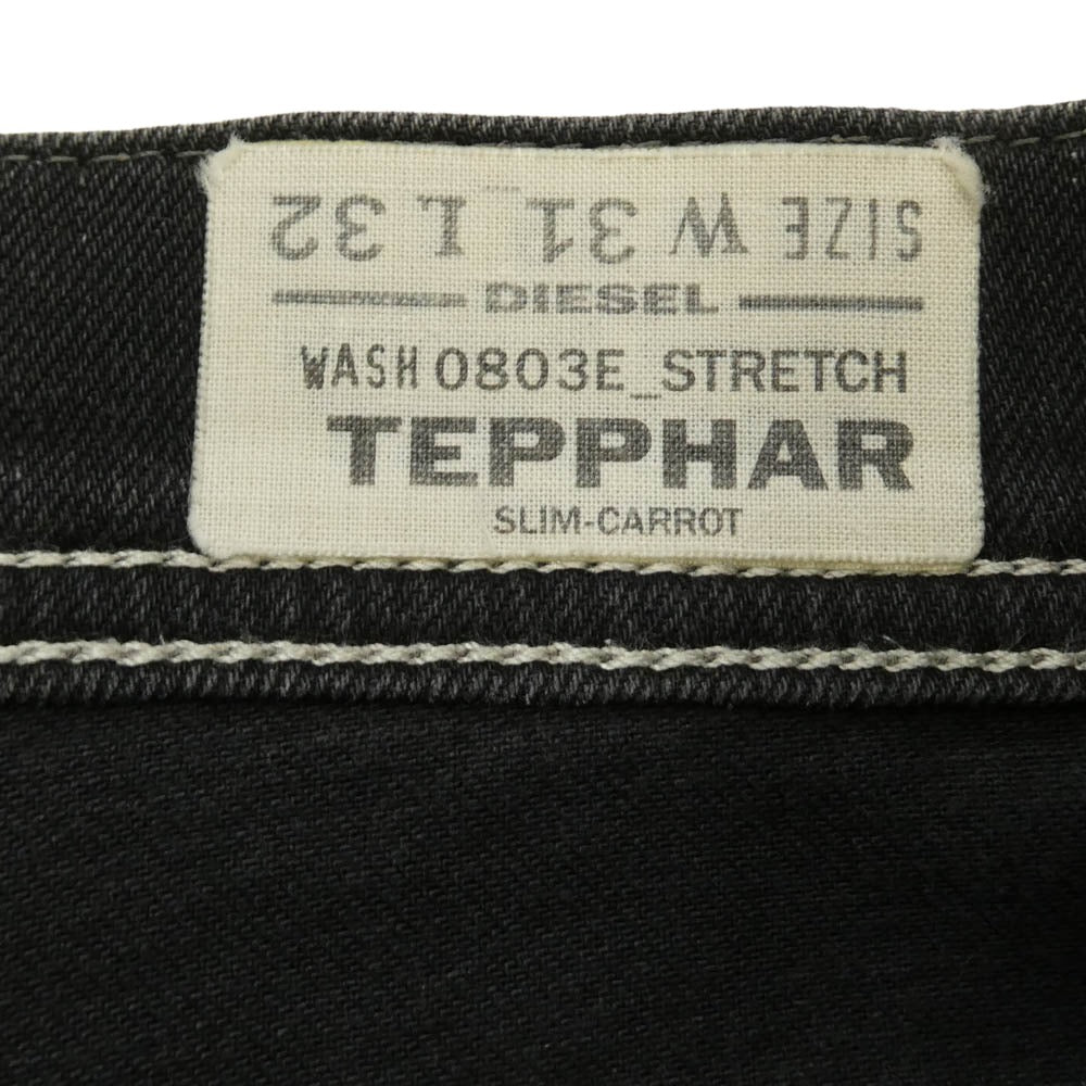 DIESEL ディーゼル TEPPHAR WASH0803E STRETCH SLIM-CARROT ストレッチ コーティング加工 ボタンフライ スキニーデニム ブラック系 31【中古】