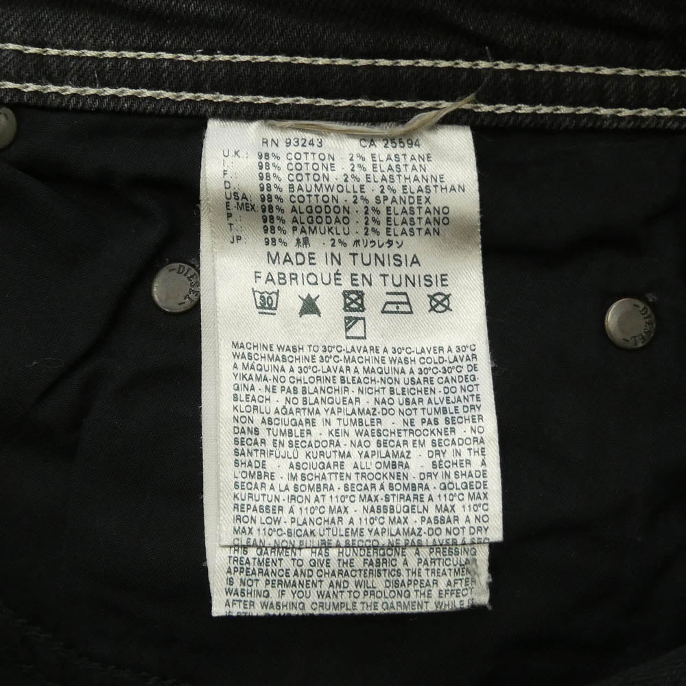 DIESEL ディーゼル TEPPHAR WASH0803E STRETCH SLIM-CARROT ストレッチ コーティング加工 ボタンフライ スキニーデニム ブラック系 31【中古】