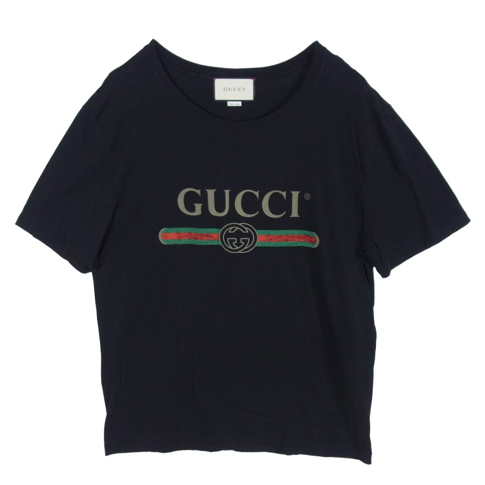 【GUCCI】グッチ シェリーライン ネイビーTシャツ サイズ10 GUCCI】グッチ シェリーライン ネイビーTシャツ サイズ10 Cotton