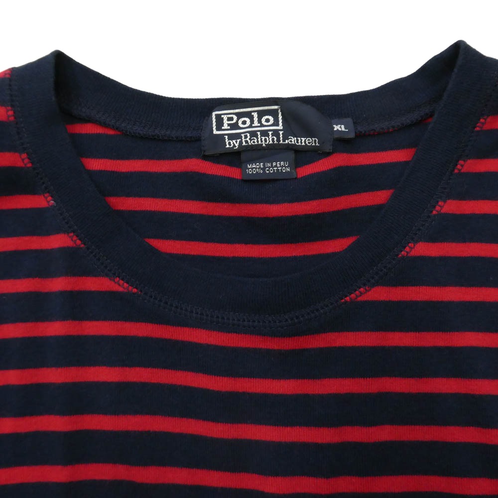 POLO RALPH LAUREN ポロ・ラルフローレン ボーダー ロンT 長袖 カットソー ネイビー系 レッド系 XL【中古】