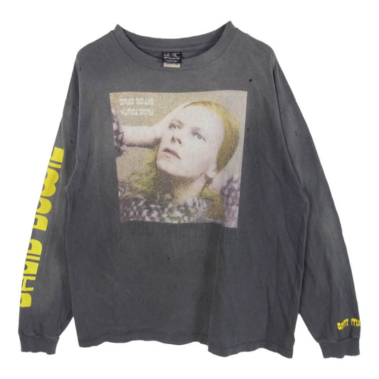 SAINT MICHAEL セントマイケル 22AW SM-A22-0000-075 DB-LS TEE HUNKY DORY デヴィッドボウイ プリント 長袖 カットソー チャコール系 XL【美品】【中古】