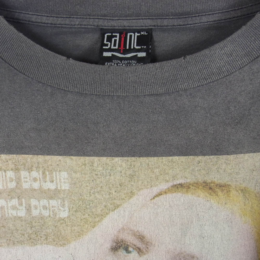 SAINT MICHAEL セントマイケル 22AW SM-A22-0000-075 DB-LS TEE HUNKY DORY デヴィッドボウイ プリント 長袖 カットソー チャコール系 XL【美品】【中古】