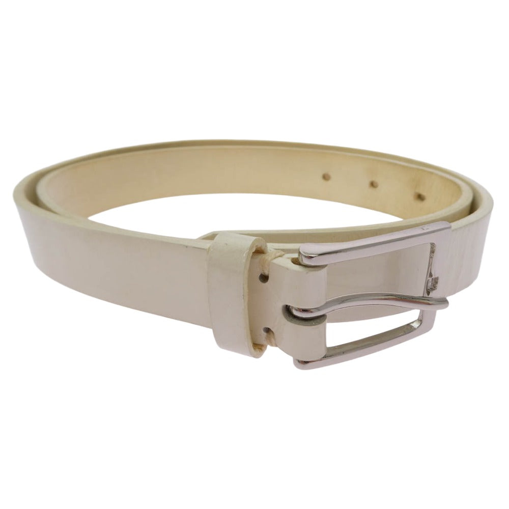 WACKO MARIA ワコマリア 12AW WMR-BLT-03 GUILTY PARTIES ENAMEL BELT パテント エナメル ナロー レザー ベルト ホワイト系 32【中古】