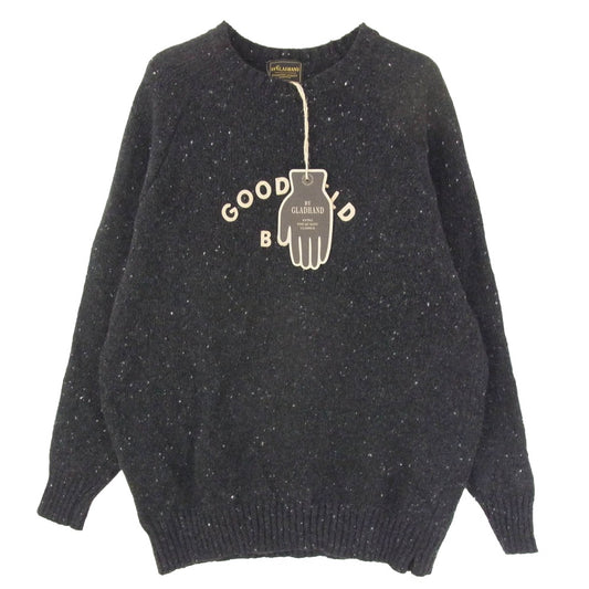 BY GLADHAND バイグラッドハンド 23AW BYGH-23-AW-14 GOODFIELD NEP CREW NECK SWEATER フロントロゴ ネップ クルーネック ニットセーター チャコール系 M【中古】