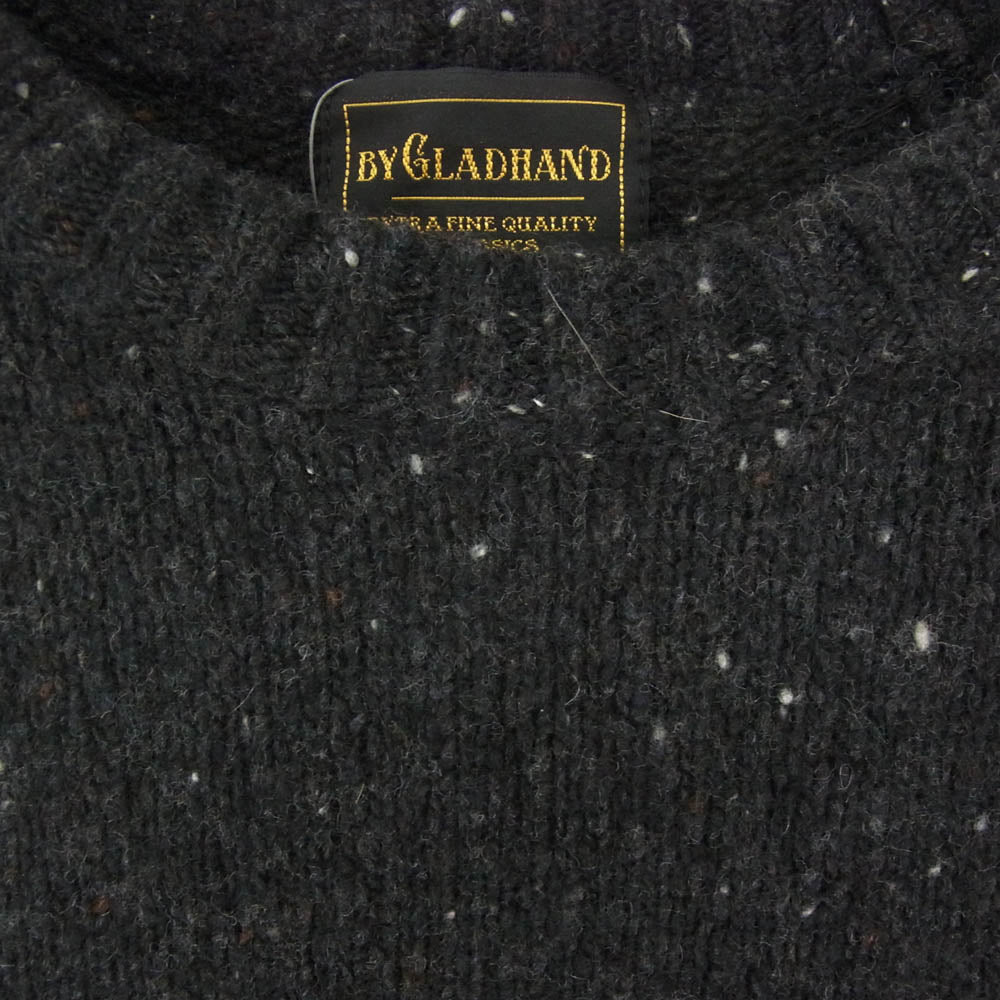BY GLADHAND バイグラッドハンド 23AW BYGH-23-AW-14 GOODFIELD NEP CREW NECK SWEATER フロントロゴ ネップ クルーネック ニットセーター チャコール系 M【中古】