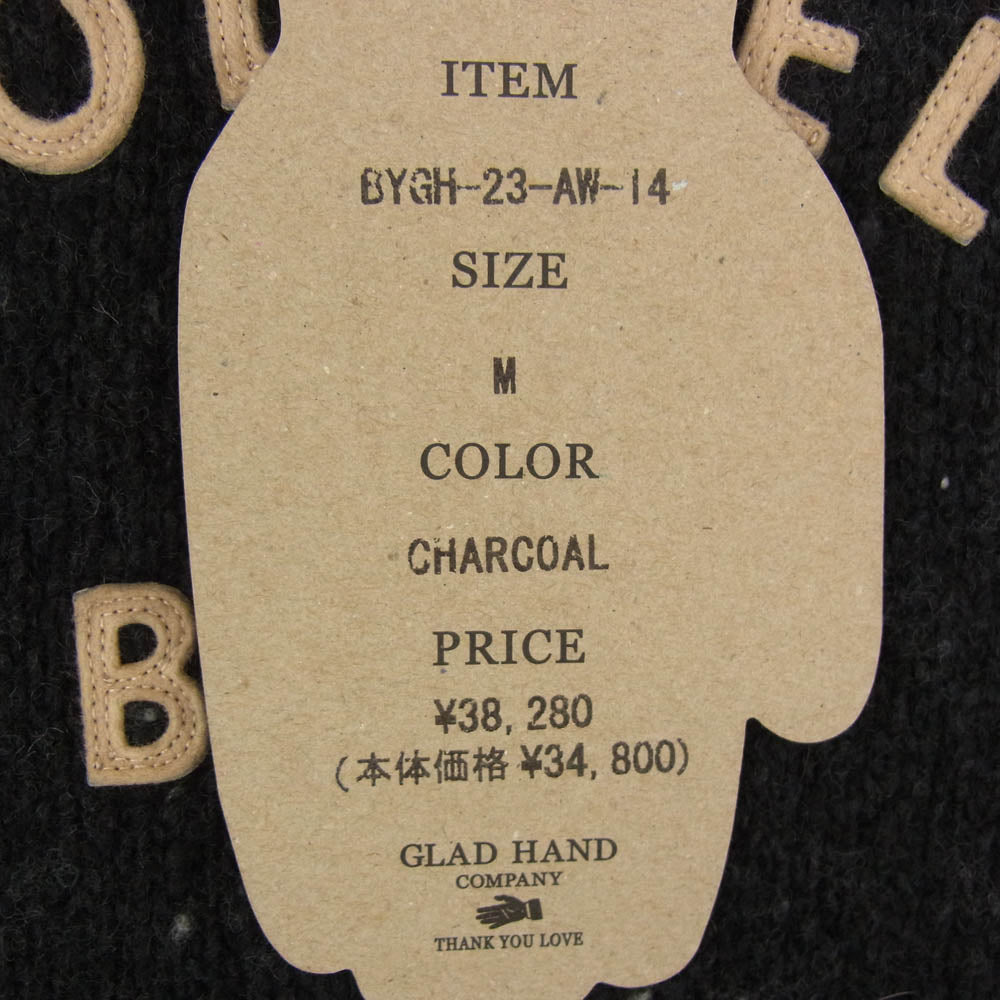 BY GLADHAND バイグラッドハンド 23AW BYGH-23-AW-14 GOODFIELD NEP CREW NECK SWEATER フロントロゴ ネップ クルーネック ニットセーター チャコール系 M【中古】