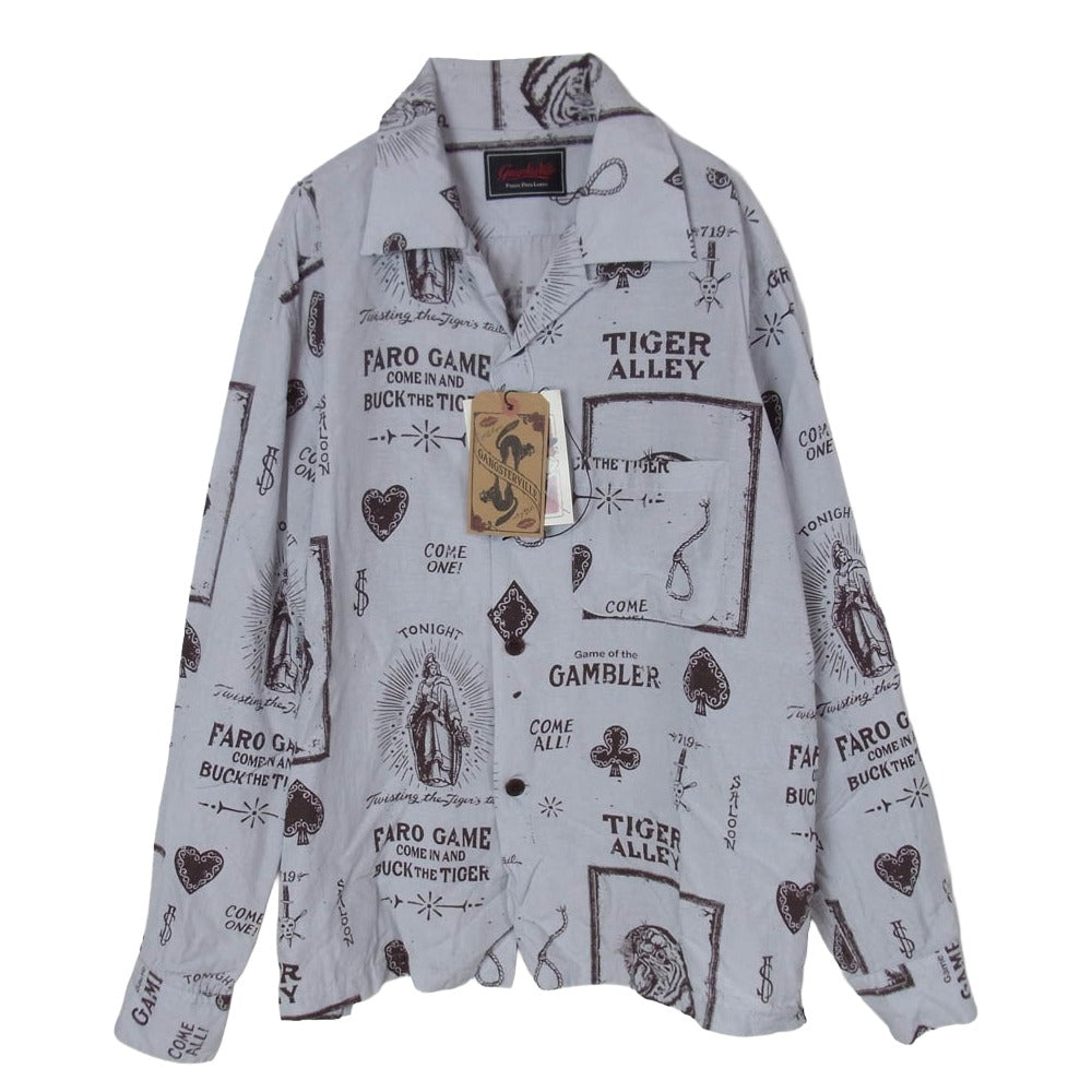 GANGSTERVILLE ギャングスタービル 24AW GSV-24-AW-07 TIGER ALLEY L/S SHIRTS レーヨン混 TIGER ALLEY SALOON 開襟 長袖シャツ SAX M【中古】