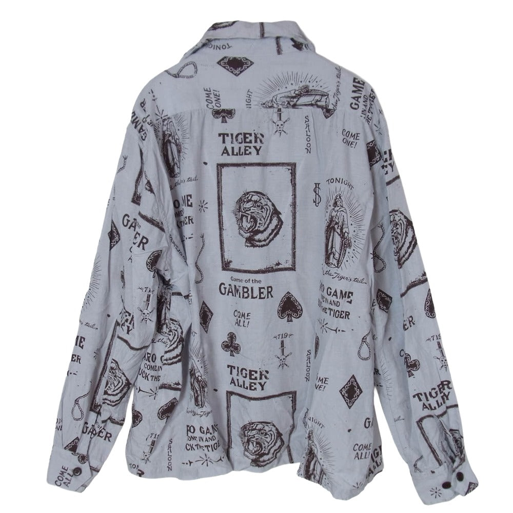 GANGSTERVILLE ギャングスタービル 24AW GSV-24-AW-07 TIGER ALLEY L/S SHIRTS レーヨン混 TIGER ALLEY SALOON 開襟 長袖シャツ SAX M【中古】