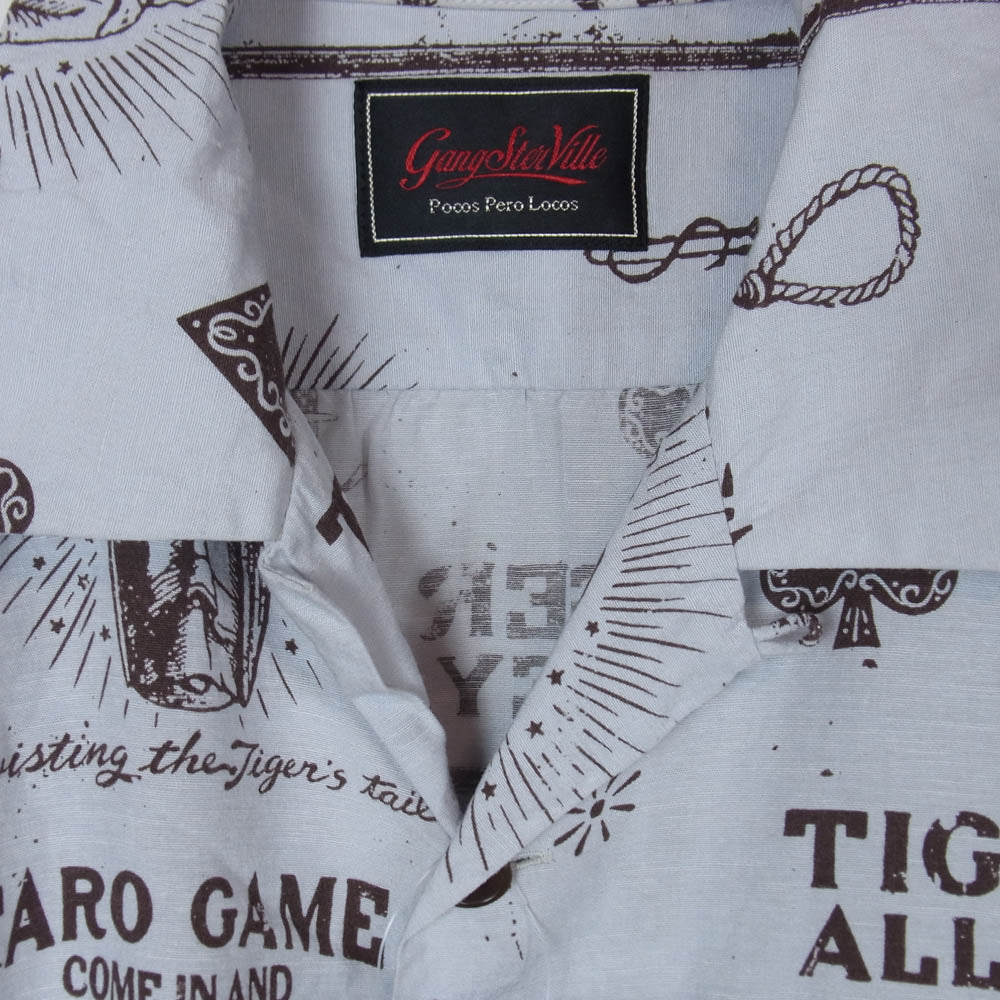 GANGSTERVILLE ギャングスタービル 24AW GSV-24-AW-07 TIGER ALLEY L/S SHIRTS レーヨン混 TIGER ALLEY SALOON 開襟 長袖シャツ SAX M【中古】