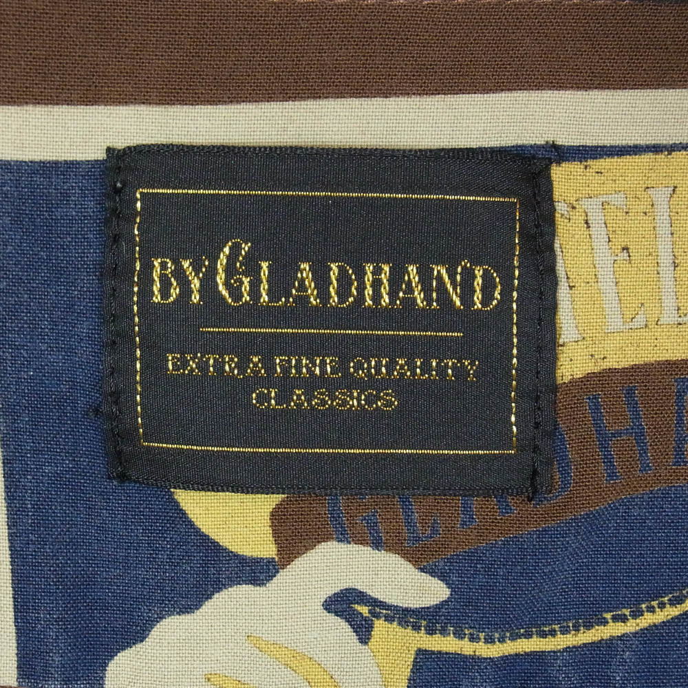 BY GLADHAND バイグラッドハンド BYGH5105 LUGGAGE LABEL L/S SHIRTS ラゲッジレーベル 開襟 長袖シャツ ブラウン系 M【中古】