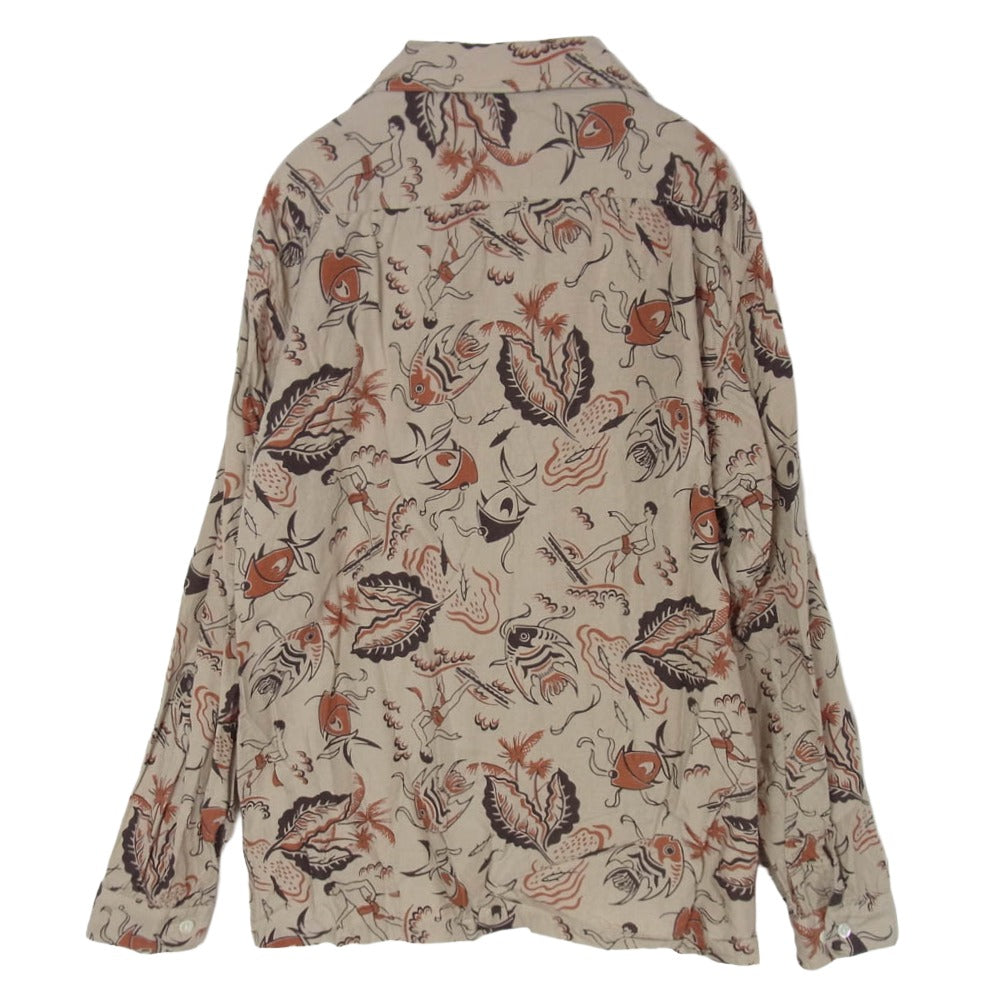 BY GLADHAND バイグラッドハンド 25SS BYGH5107 SEA ISLAND L/S COVERALL SHIRTS シーアイランド カバオール 開襟 アロハシャツ ベージュ系 M【中古】