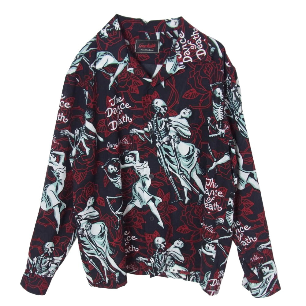 GANGSTERVILLE ギャングスタービル 25SS GSV5104 DANCE OF DEATH L/S SHIRTS ダンスオブデス 開襟 長袖シャツ ブラック系 M【中古】