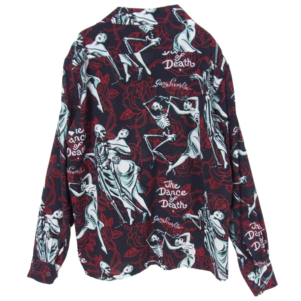 GANGSTERVILLE ギャングスタービル 25SS GSV5104 DANCE OF DEATH L/S SHIRTS ダンスオブデス 開襟 長袖シャツ ブラック系 M【中古】