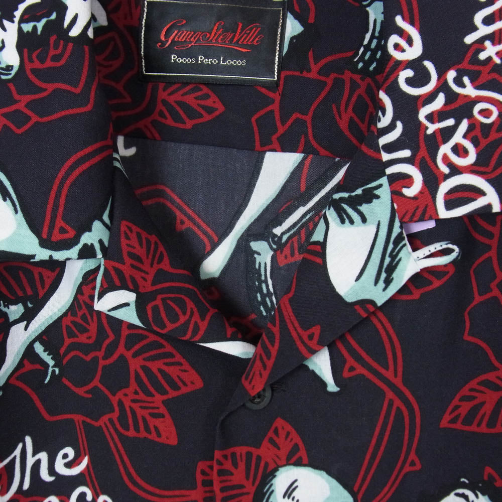 GANGSTERVILLE ギャングスタービル 25SS GSV5104 DANCE OF DEATH L/S SHIRTS ダンスオブデス 開襟 長袖シャツ ブラック系 M【中古】