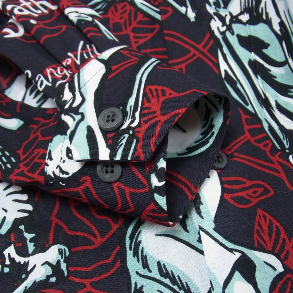 GANGSTERVILLE ギャングスタービル 25SS GSV5104 DANCE OF DEATH L/S SHIRTS ダンスオブデス 開襟 長袖シャツ ブラック系 M【中古】