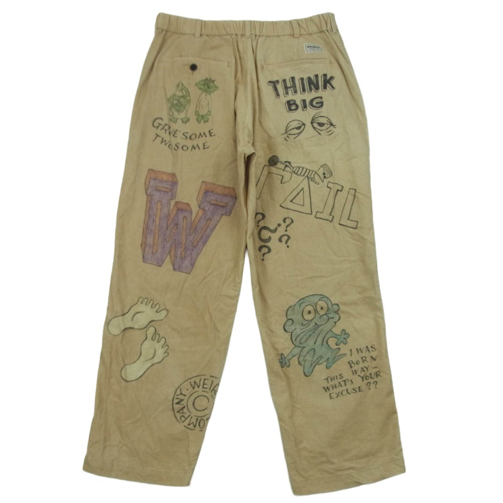 WEIRDO ウィアード 25SS WRD9902HP WIND UP TACK EASY PANTS ハンドプリント コーディロイ タック パンツ ベージュ系 32【中古】