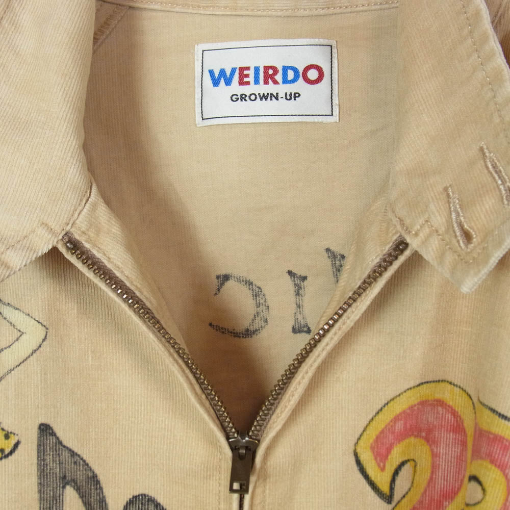 WEIRDO ウィアード 25SS WRD5101 PSYCHO WEIRDO JACKET ハンドプリント コーディロイ ジップアップジャケット ベージュ系 M【中古】