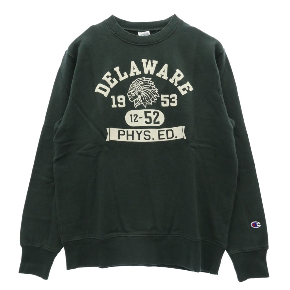Champion チャンピオン C3-G012 トリコタグ復刻 DELAWARE カレッジプリント クルー スウェット モスグリーン系 L【新古品】【未使用】【中古】