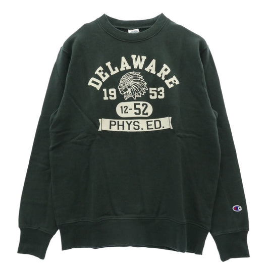 Champion チャンピオン C3-G012 トリコタグ復刻 DELAWARE カレッジプリント クルー スウェット モスグリーン系 L【新古品】【未使用】【中古】
