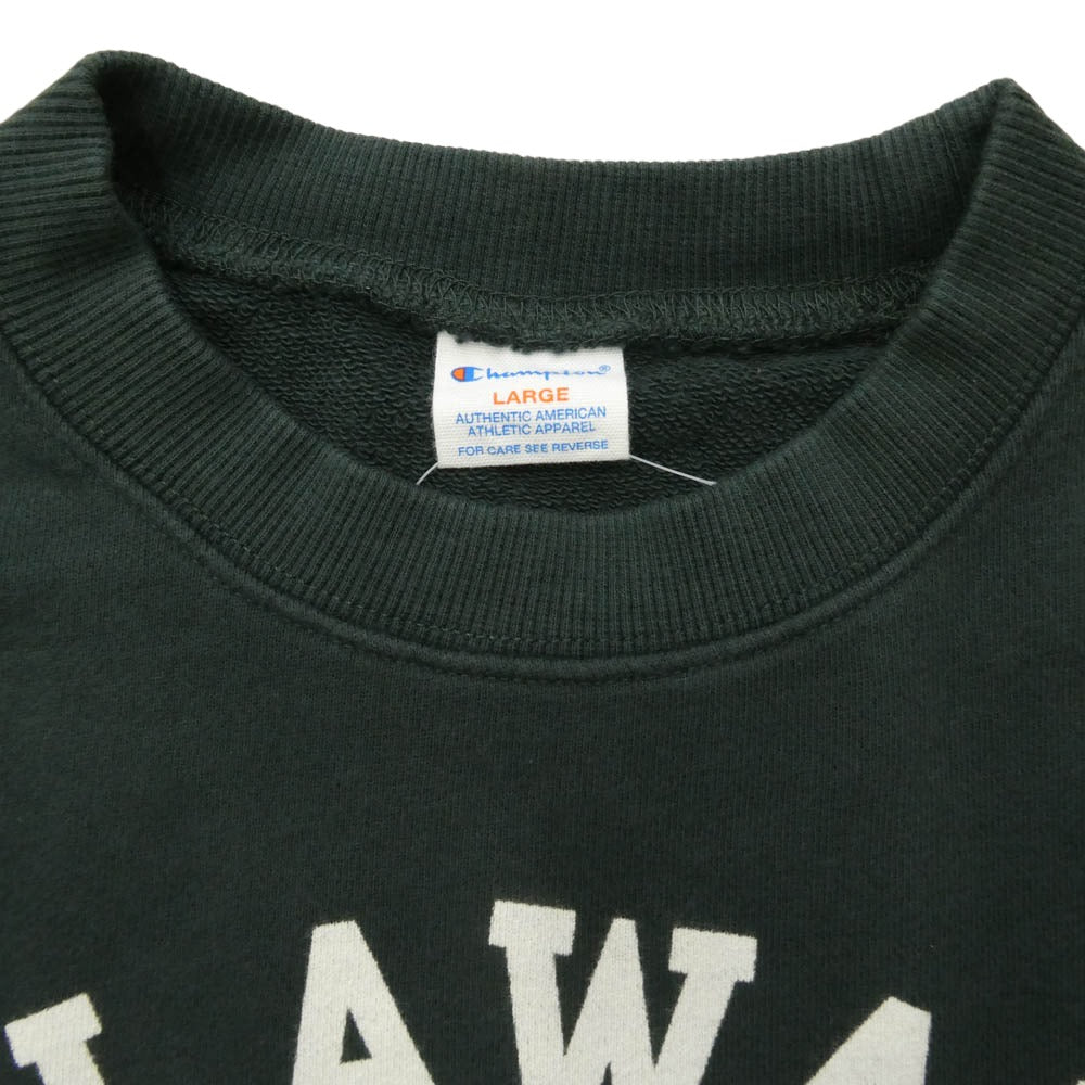 Champion チャンピオン C3-G012 トリコタグ復刻 DELAWARE カレッジプリント クルー スウェット モスグリーン系 L【新古品】【未使用】【中古】