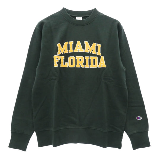 Champion チャンピオン C3-G014 トリコタグ復刻 MIAMI FLORIDA カレッジプリント クルー スウェット モスグリーン系 L【新古品】【未使用】【中古】