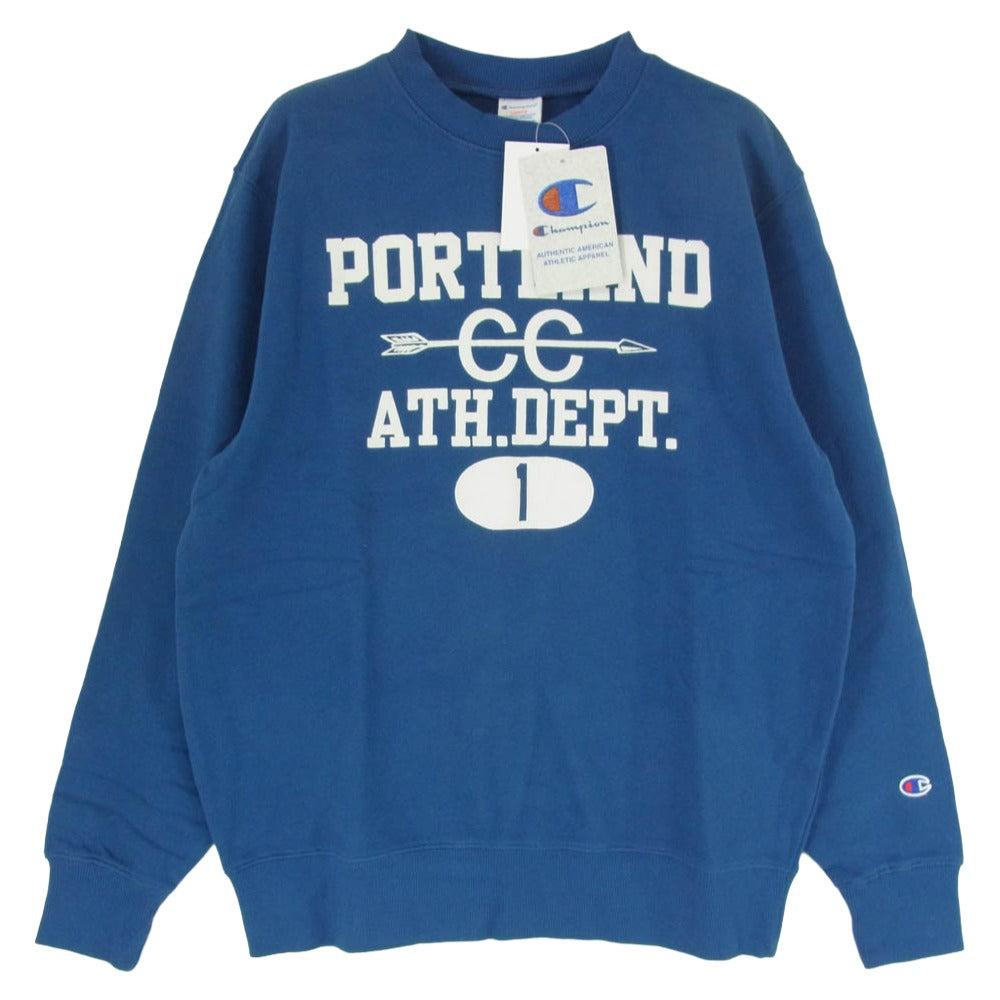 Champion チャンピオン C3-G015 トリコタグ復刻 PORTLAND CC カレッジプリント クルー スウェット ブルー系 L【新古品】【未使用】【中古】