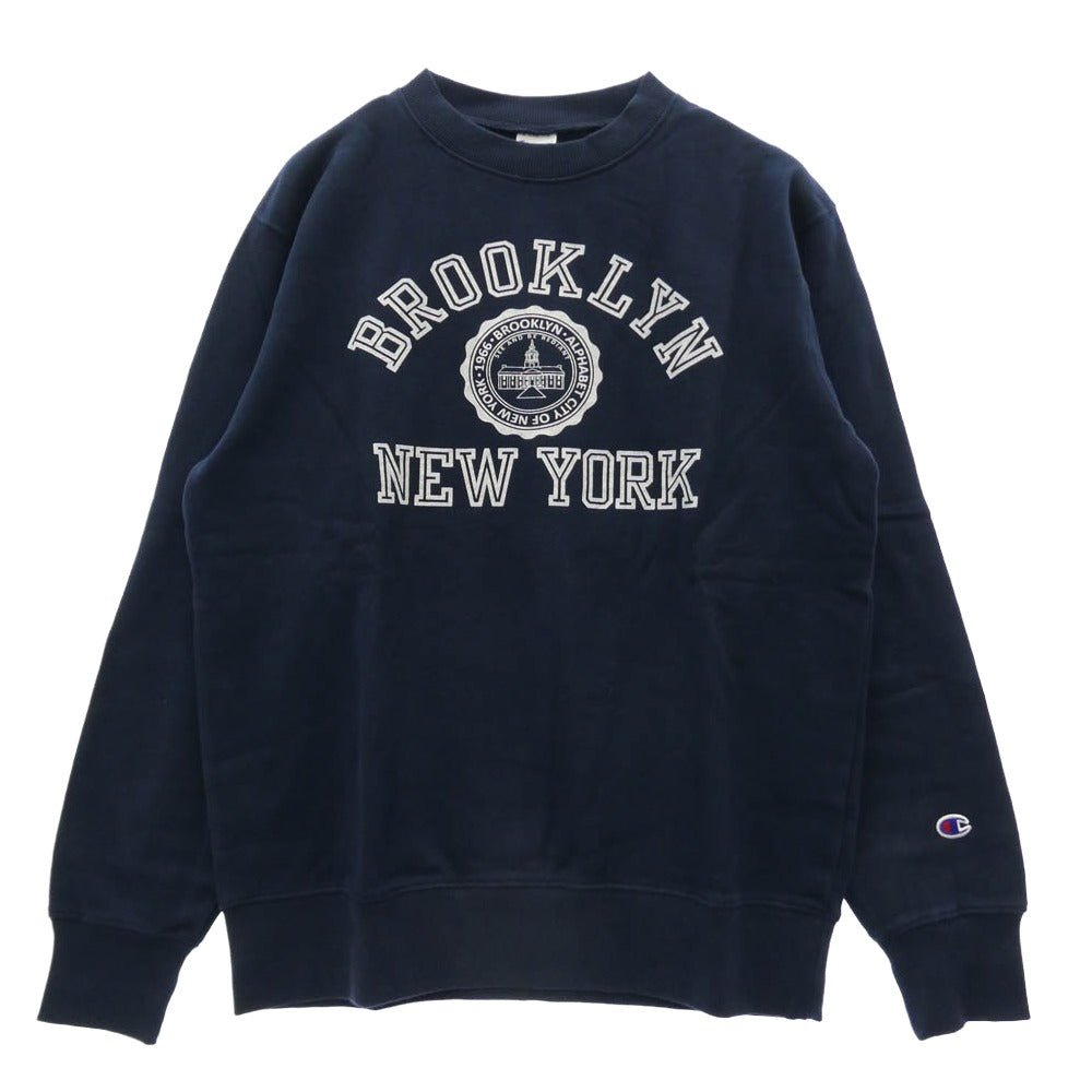 Champion チャンピオン C3-G013 トリコタグ復刻 BROOKLYN NEW YORK カレッジプリント クルー スウェット ネイビー系 L【新古品】【未使用】【中古】