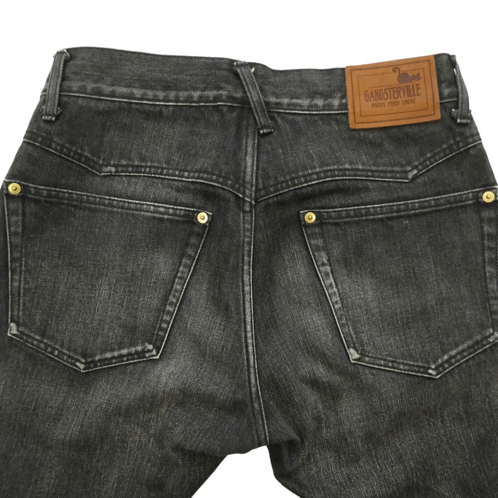 GANGSTERVILLE ギャングスタービル THUG DENIM SLIM サグ スリム ボタンフライ ジーンズ デニムパンツ ブラック系 S【中古】