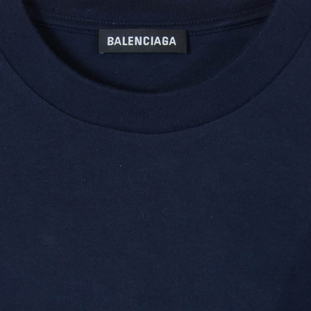 BALENCIAGA バレンシアガ 20SS 594579 THV60 BONJOUR ボンジュール プリント 半袖 Tシャツ ネイビー系 XS【美品】【中古】