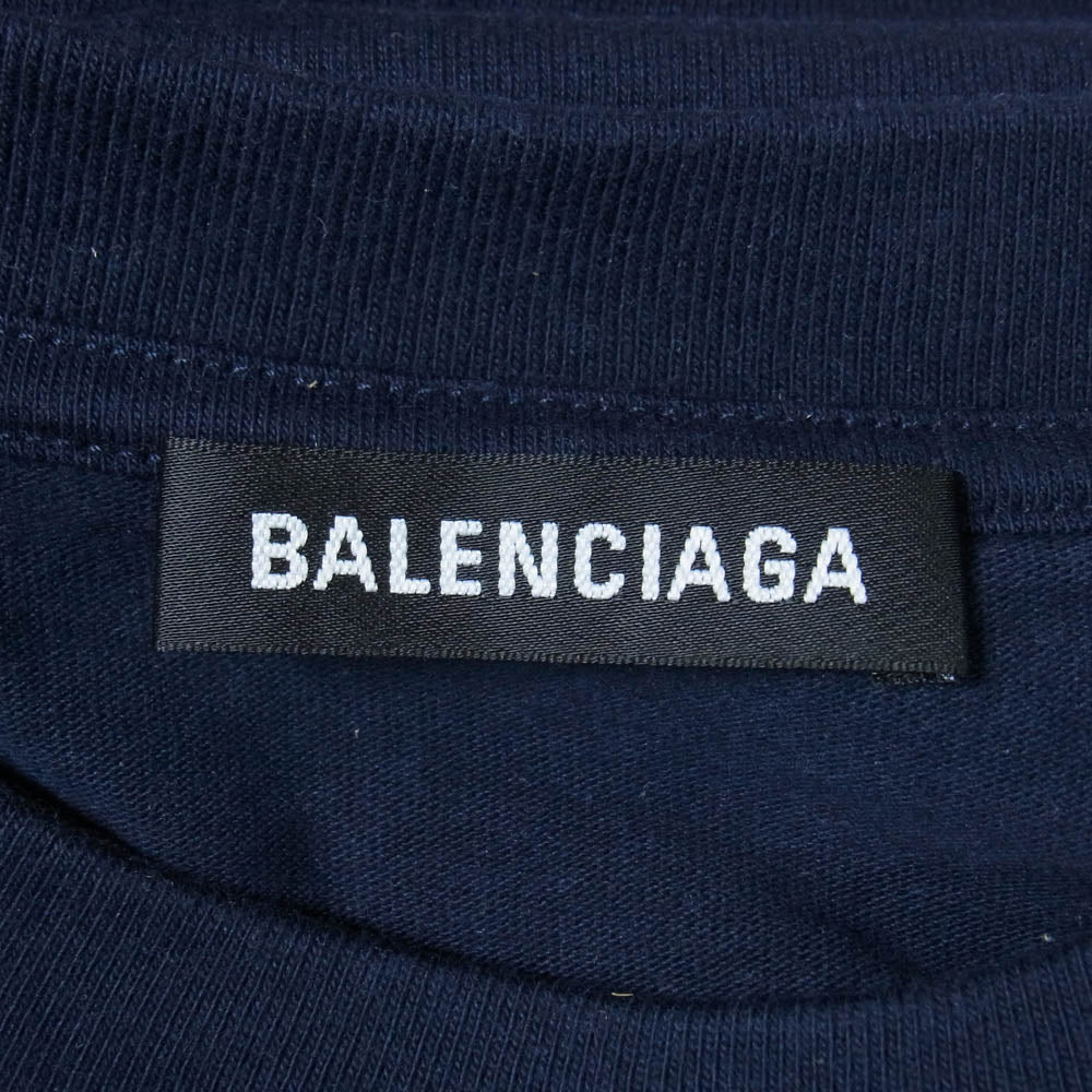 BALENCIAGA バレンシアガ 20SS 594579 THV60 BONJOUR ボンジュール プリント 半袖 Tシャツ ネイビー系 XS【美品】【中古】
