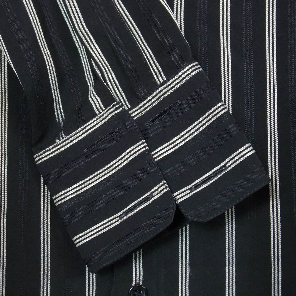 SAINT LAURENT サンローラン 20AW 621595 Y1B23 ストライプ シルク 長袖 シャツ ブラック系 39【中古】