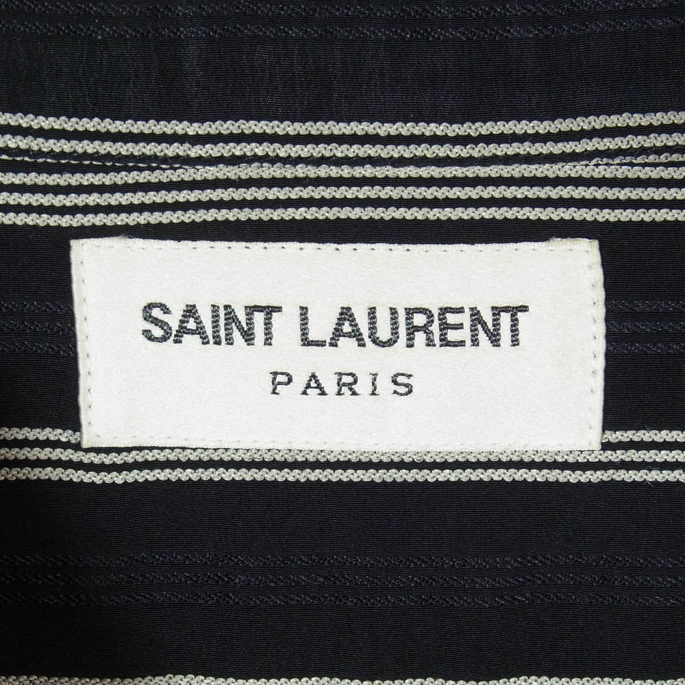 SAINT LAURENT サンローラン 20AW 621595 Y1B23 ストライプ シルク 長袖 シャツ ブラック系 39【中古】