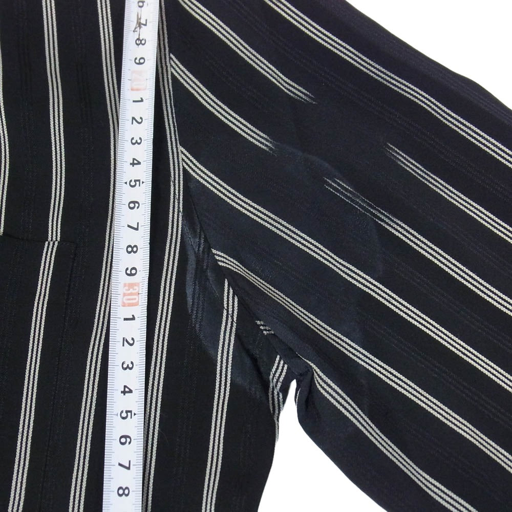 SAINT LAURENT サンローラン 20AW 621595 Y1B23 ストライプ シルク 長袖 シャツ ブラック系 39【中古】