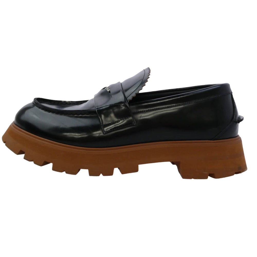 Alexander McQueen アレキサンダーマックイーン Wander Loafer ワンダー チャンキーソール コインローファー レザー シューズ ブラック系 43【中古】