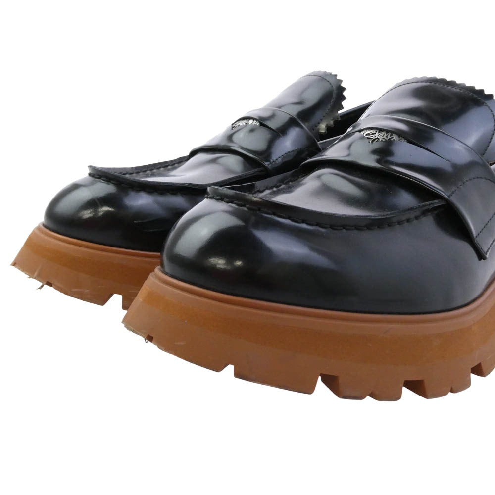 Alexander McQueen アレキサンダーマックイーン Wander Loafer ワンダー チャンキーソール コインローファー レザー シューズ ブラック系 43【中古】
