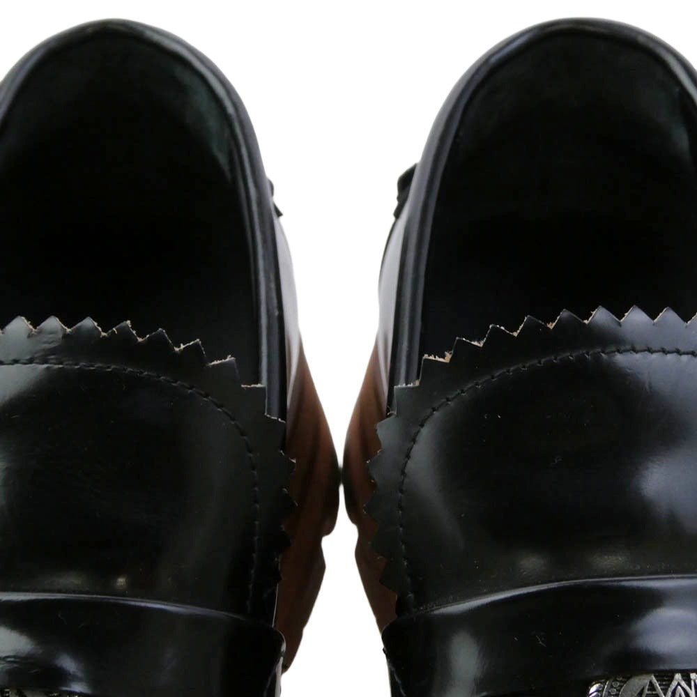 Alexander McQueen アレキサンダーマックイーン Wander Loafer ワンダー チャンキーソール コインローファー レザー シューズ ブラック系 43【中古】