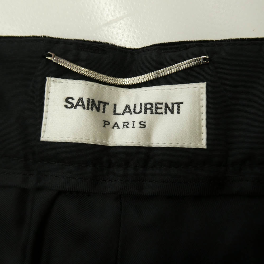 SAINT LAURENT サンローラン 691722 Y525R 1000 ベルベット ワイドパンツ ブラック系【美品】【中古】