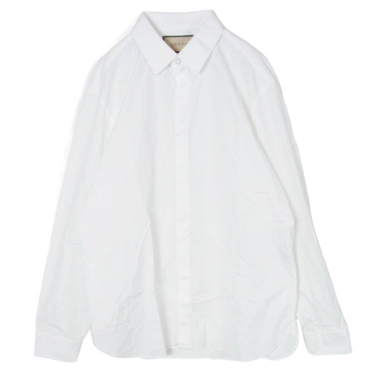 GUCCI グッチ 699561 ZAIFQ Monogram GG Shirt GG総柄 コットン 長袖 シャツ ホワイト系 17++【中古】