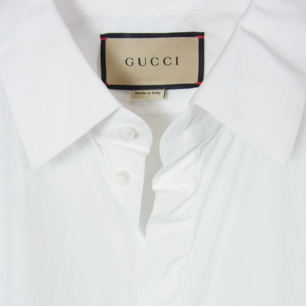 GUCCI グッチ 699561 ZAIFQ Monogram GG Shirt GG総柄 コットン 長袖 シャツ ホワイト系 17++【中古】