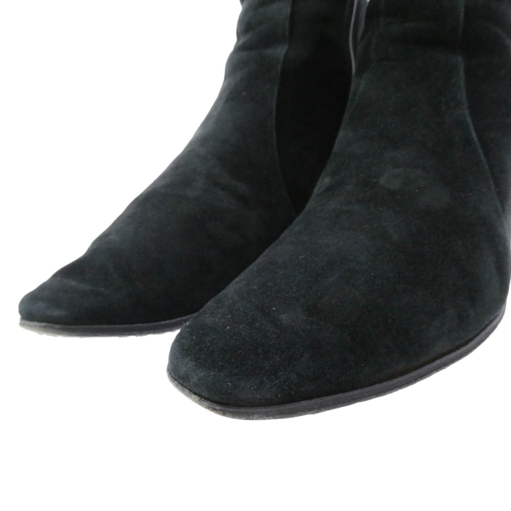 SAINT LAURENT サンローラン 667620 スエード サイドジップ ヒール ブーツ ブラック系 44【中古】