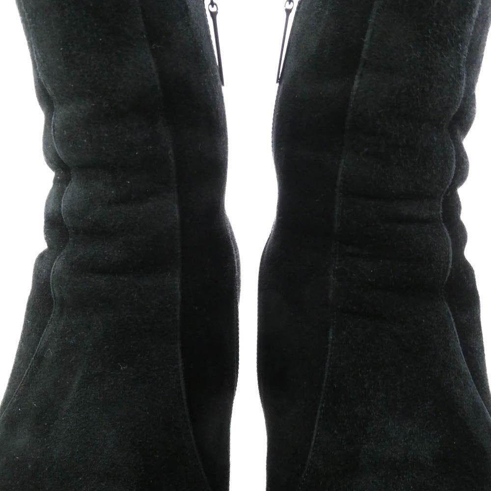 SAINT LAURENT サンローラン 667620 スエード サイドジップ ヒール ブーツ ブラック系 44【中古】