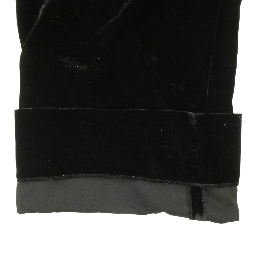 SAINT LAURENT サンローラン 713387 Y2F43 1001 ラメ ベルベット ワイドパンツ ブラック系【美品】【中古】