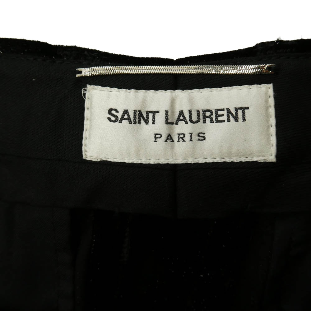 SAINT LAURENT サンローラン 713387 Y2F43 1001 ラメ ベルベット ワイドパンツ ブラック系【美品】【中古】