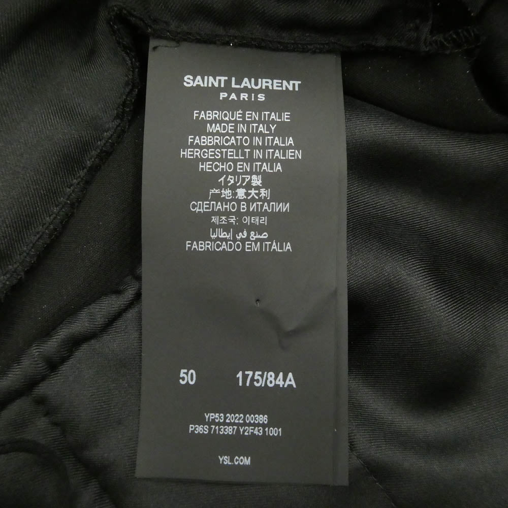 SAINT LAURENT サンローラン 713387 Y2F43 1001 ラメ ベルベット ワイドパンツ ブラック系【美品】【中古】