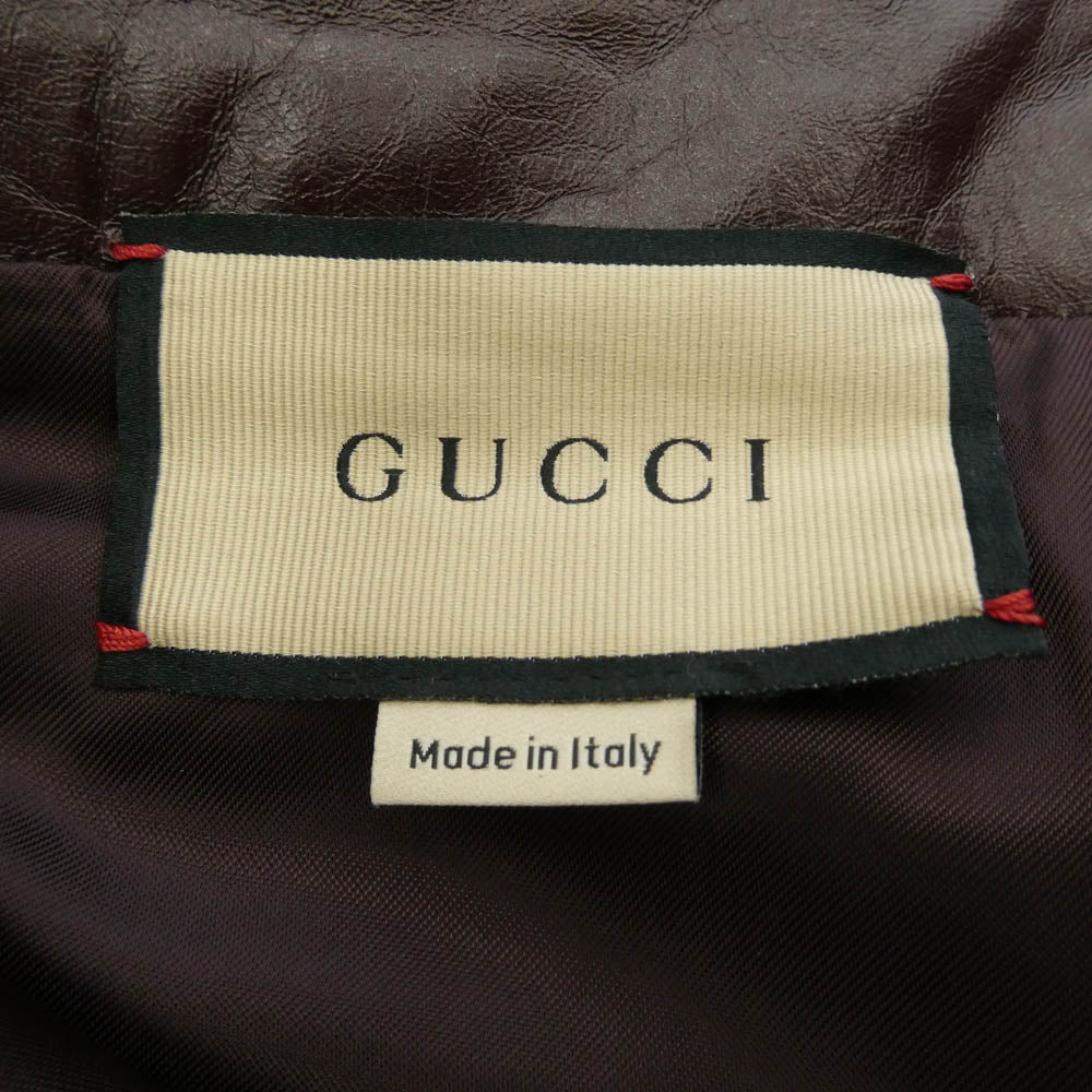 GUCCI グッチ 713493 XNATN イタリア製 カウレザー ストレート パンツ ブラウン系 44【中古】