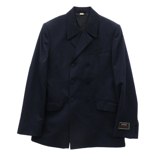 GUCCI グッチ 736770 ZAMID イタリア製 ダブルブレスト テーラード ジャケット ネイビー系 48【美品】【中古】